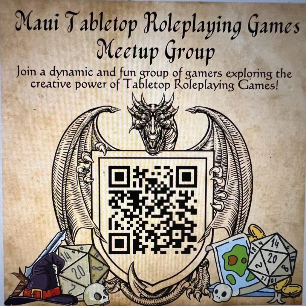 A graphically designed poster of a dragon-like figure with a QR Code and some text